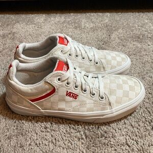 Vans off the wall White and Red Checkered Low-Top Sneakers